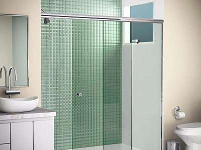 Box de vidro verde para banheiro